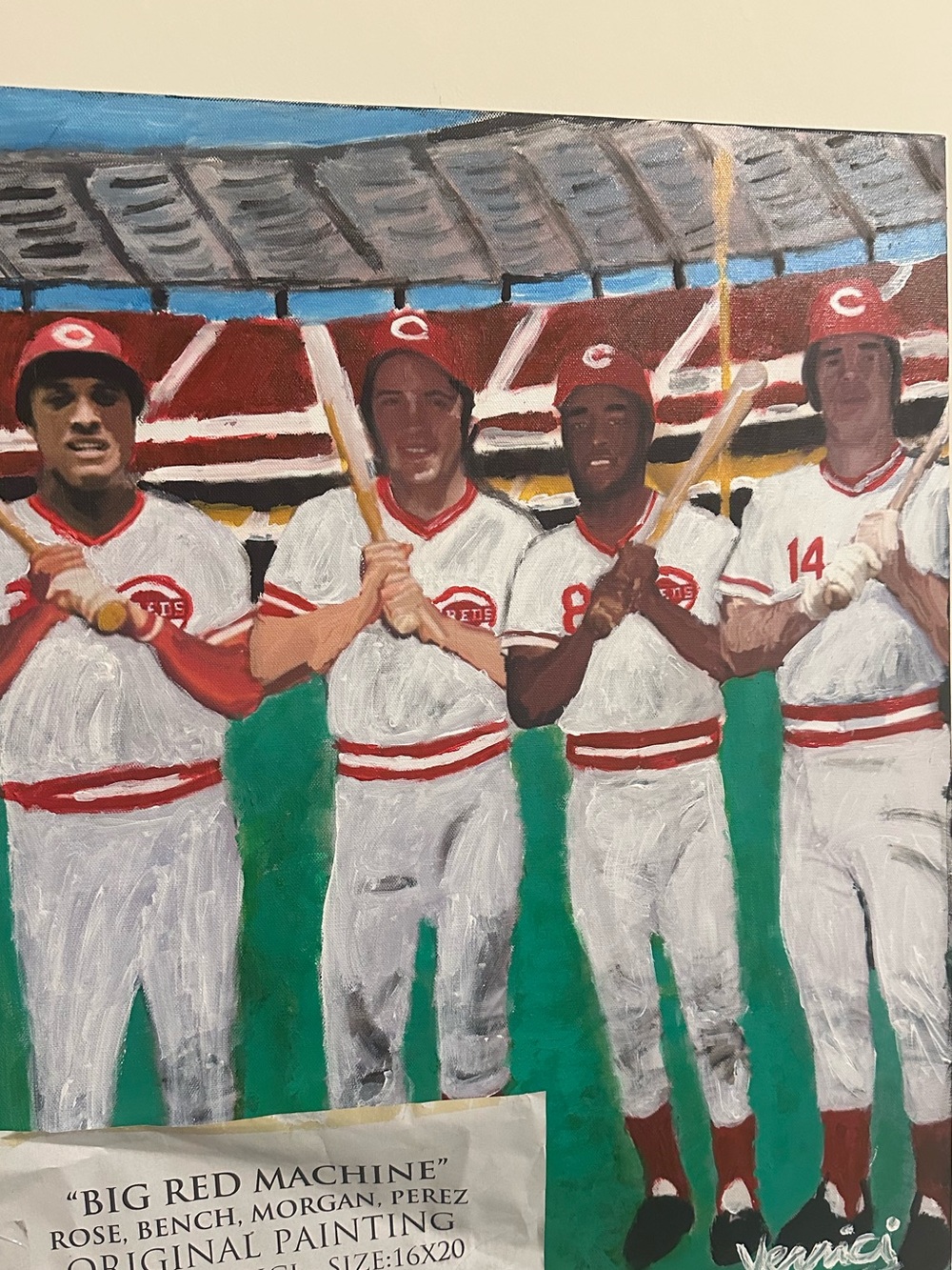 Original 'Big Red Machine' Baseball Team painting Pete rose Johnny bench art 1/1